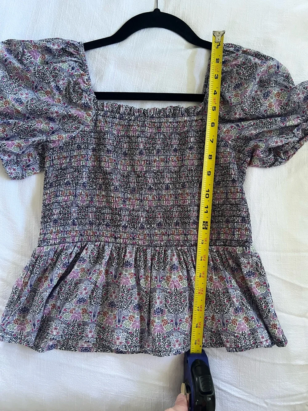 J. Crew Smocked Square Neck Organic Cotton Top in Liberty Nouveau Floral M